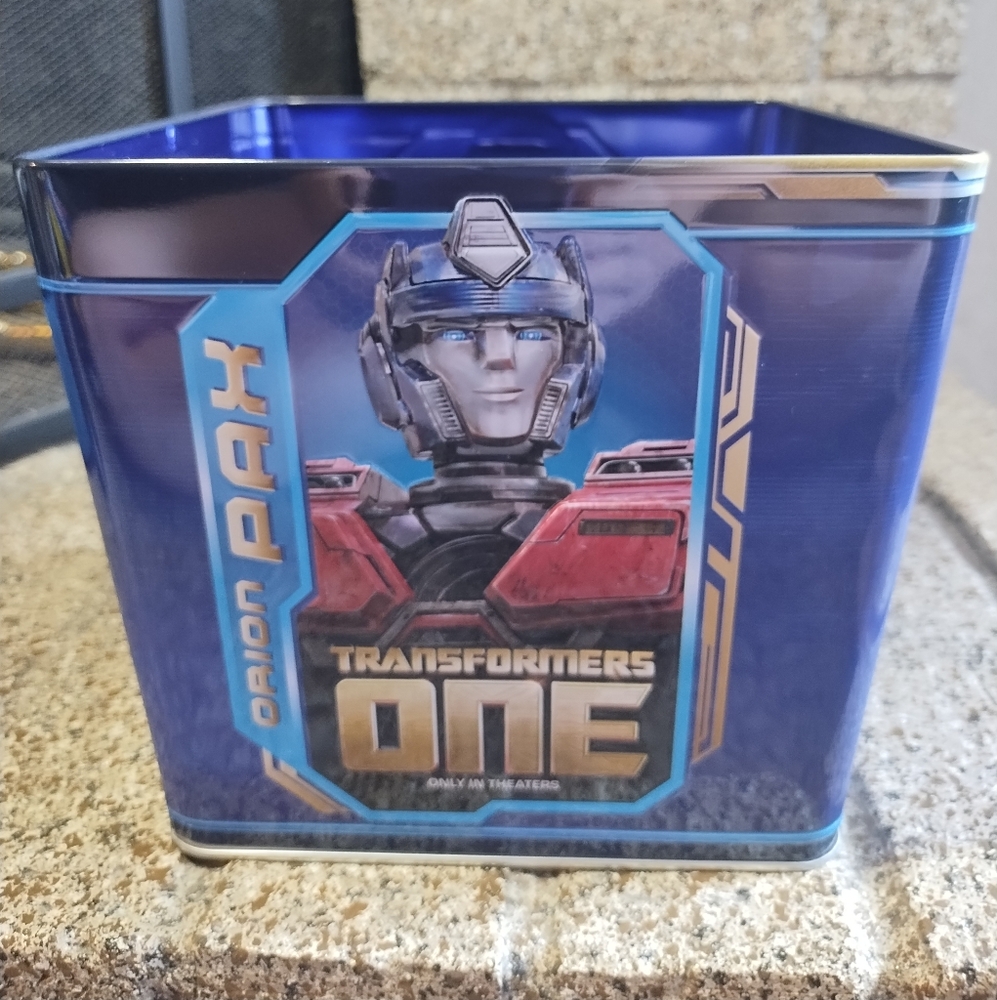 New Cinemark Popcorn Bucket Tin Transformers One